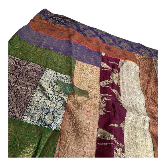 Pier 1 Imports Sari Throw Multicolor Patchwork Boho Indian Tapestry Blanket - Picture 4 of 12